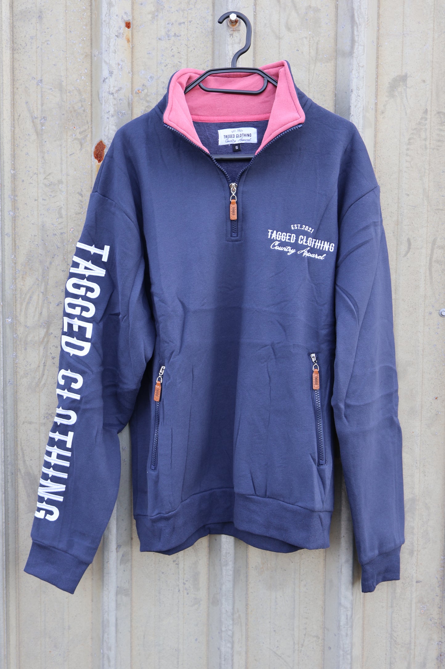 Billy 1/4 Zip - Navy + Pink