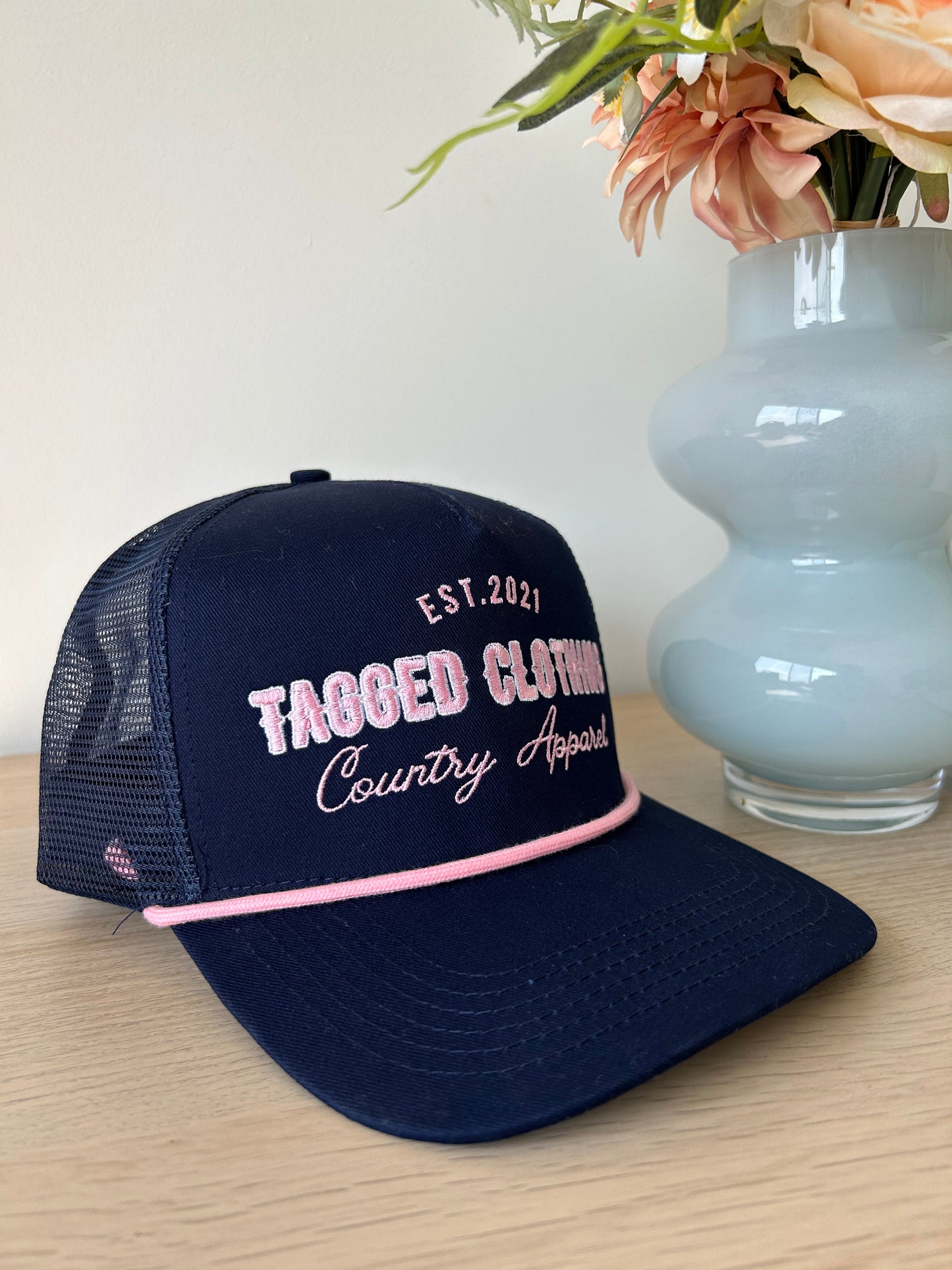 Navy + Pink Cap