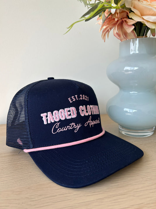 Navy + Pink Cap