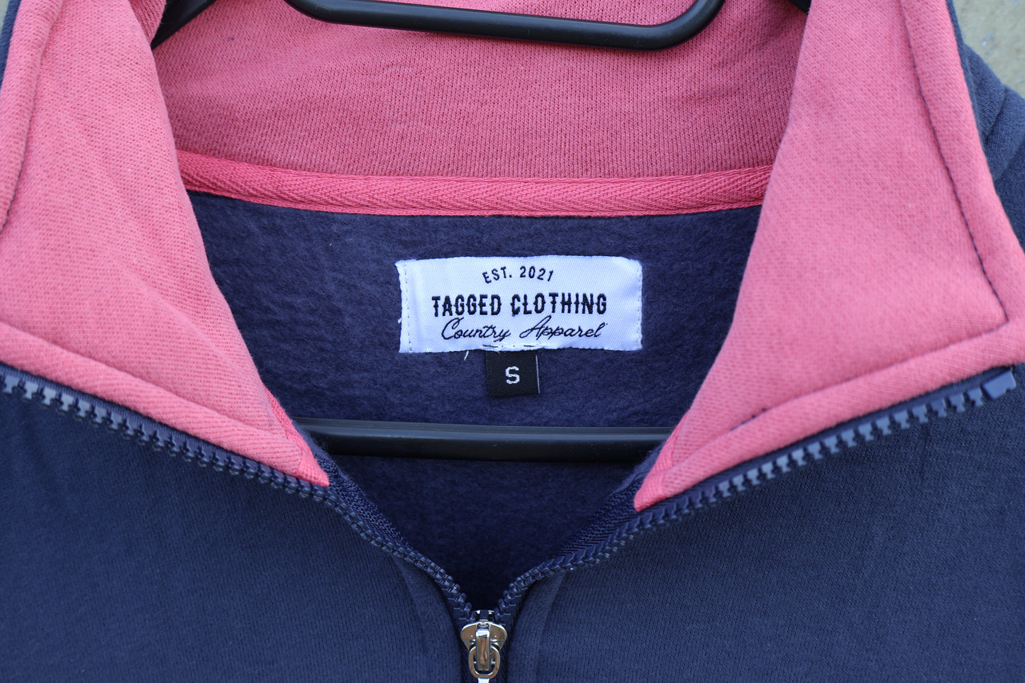 Billy 1/4 Zip - Navy + Pink