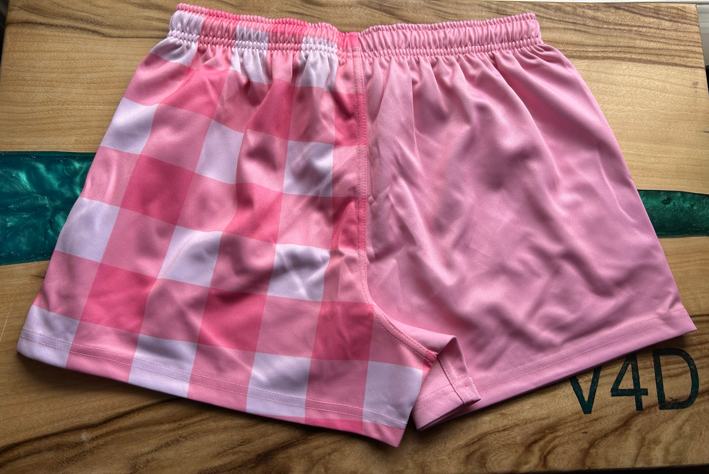 Deacon Footy Shorts - Pink Gingham – Tagged Clothing